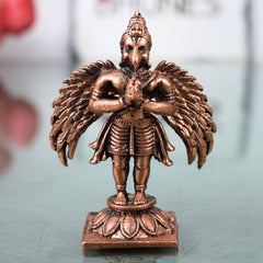 Copper Garuda Vainateya Pakshiraja Murti Idol Suparna Garutmanta Nagantaka Devata for Pooja Mandir Home Decor, Brown, 2.5 Inch, 1 Piece