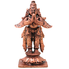 Copper Garuda Vainateya Pakshiraja Murti Idol Tamra Garutmanta Vigraha for Pooja Mandir Decor, Brown, 3 Inch, 1 Piece