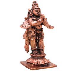 Copper Garuda Vainateya Pakshiraja Murti Idol Tamra Garutmanta Vigraha for Pooja Mandir Decor, Brown, 3 Inch, 1 Piece