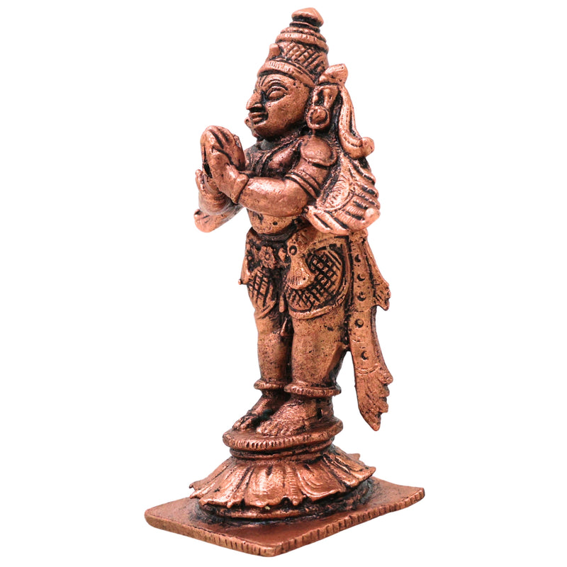 Copper Garuda Vainateya Pakshiraja Murti Idol Tamra Garutmanta Vigraha for Pooja Mandir Decor, Brown, 3 Inch, 1 Piece