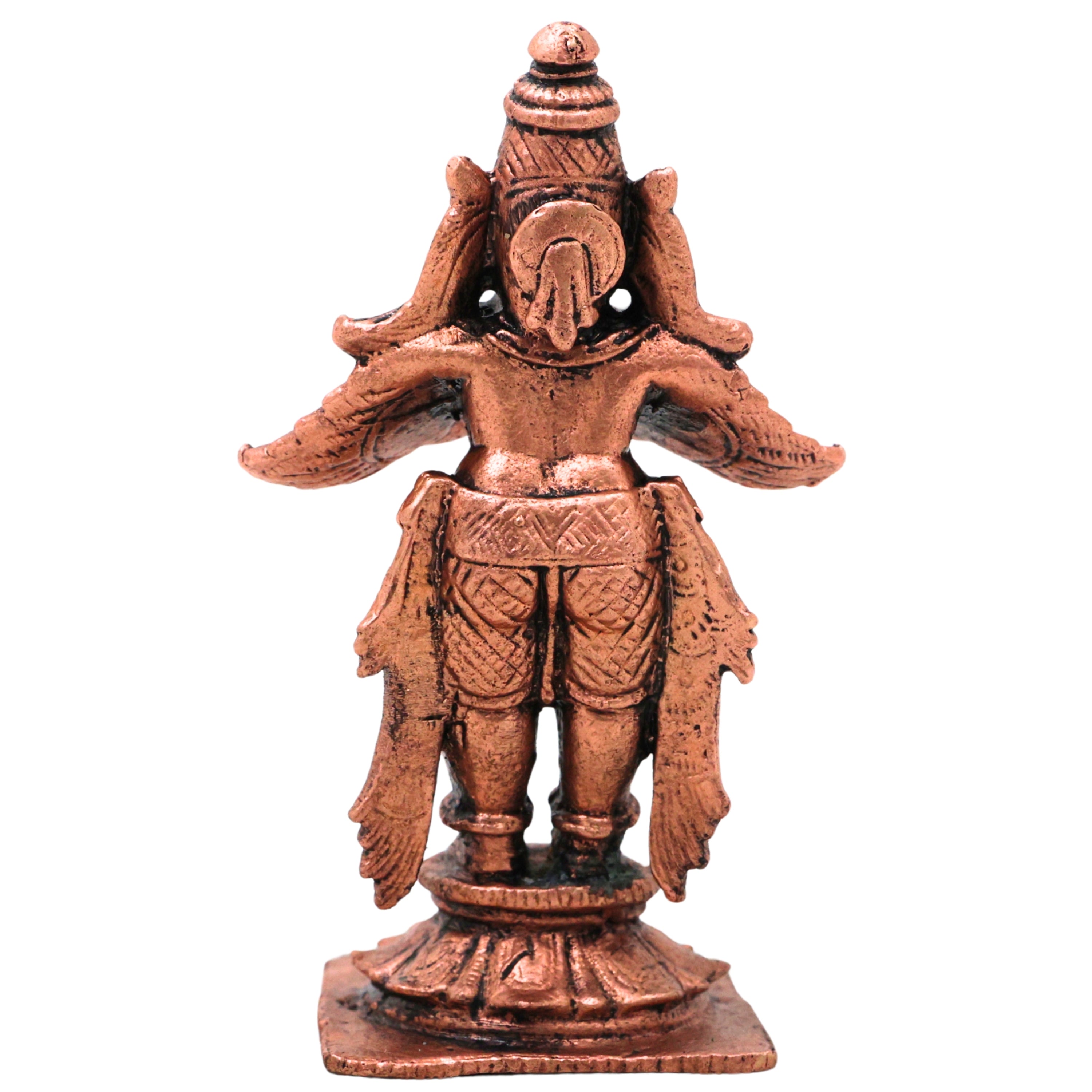 Copper Garuda Vainateya Pakshiraja Murti Idol Tamra Garutmanta Vigraha for Pooja Mandir Decor, Brown, 3 Inch, 1 Piece