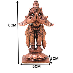 Copper Garuda Vainateya Pakshiraja Murti Idol Tamra Garutmanta Vigraha for Pooja Mandir Decor, Brown, 3 Inch, 1 Piece