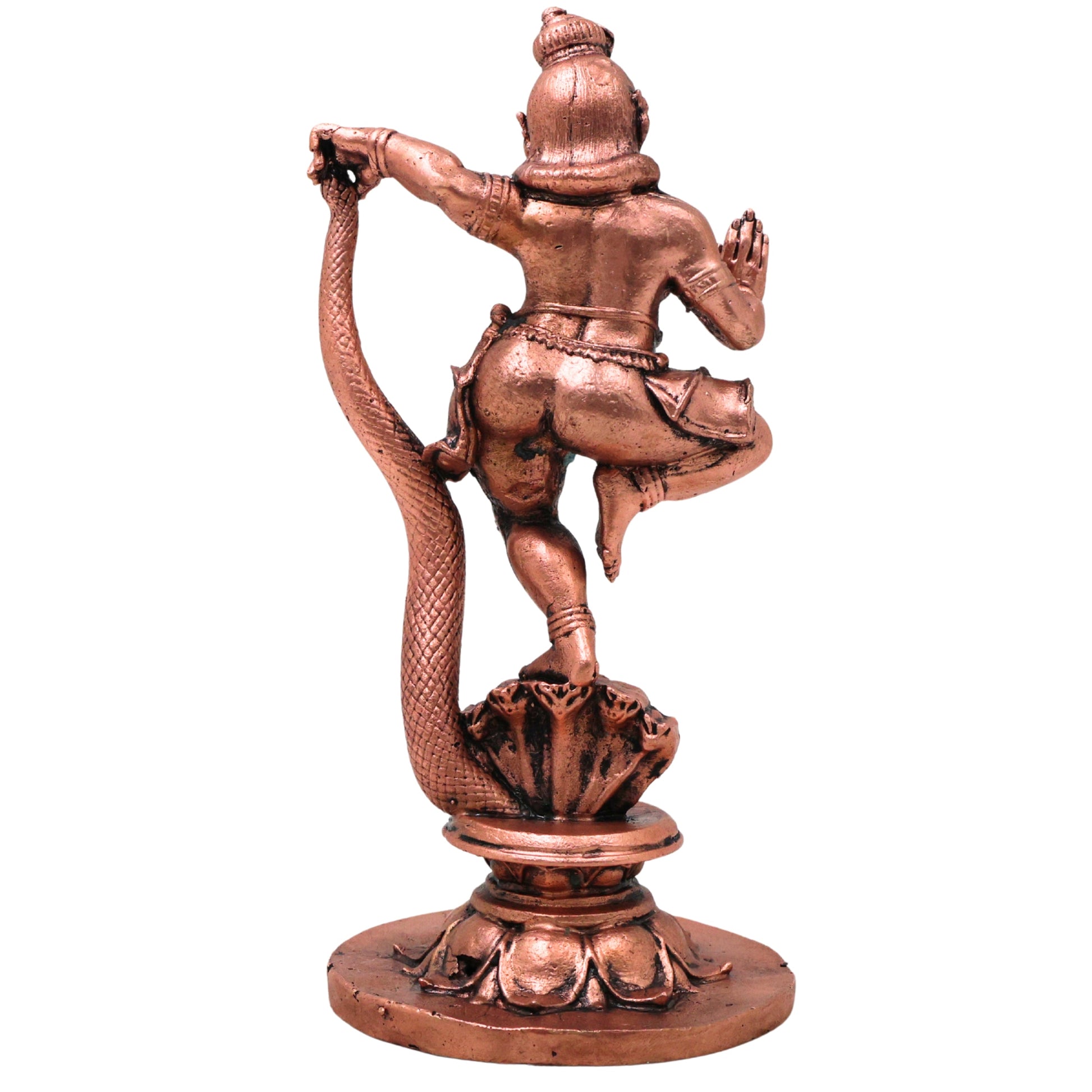 Copper Krishna Sheshnag Sheshashayi Anantashayana Nagashayana Murti Idol for Pooja Mandir Decor, Brown, 6 Inch, 1 Piece