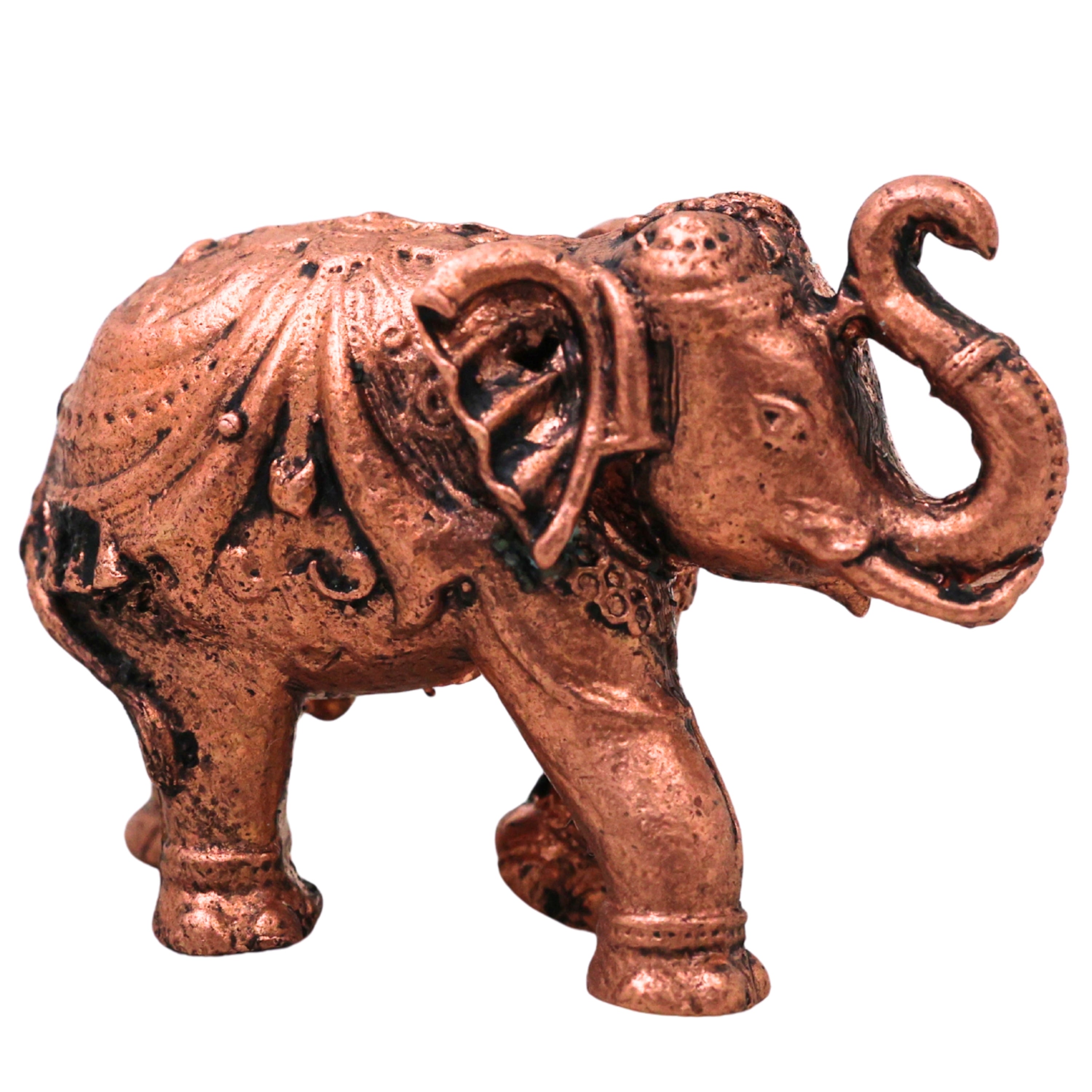Copper Elephant Idol Gaj Gajraj Hastin Murti Tamra Pooja Decor Statue, Brown, 1 Inch, 1 Piece