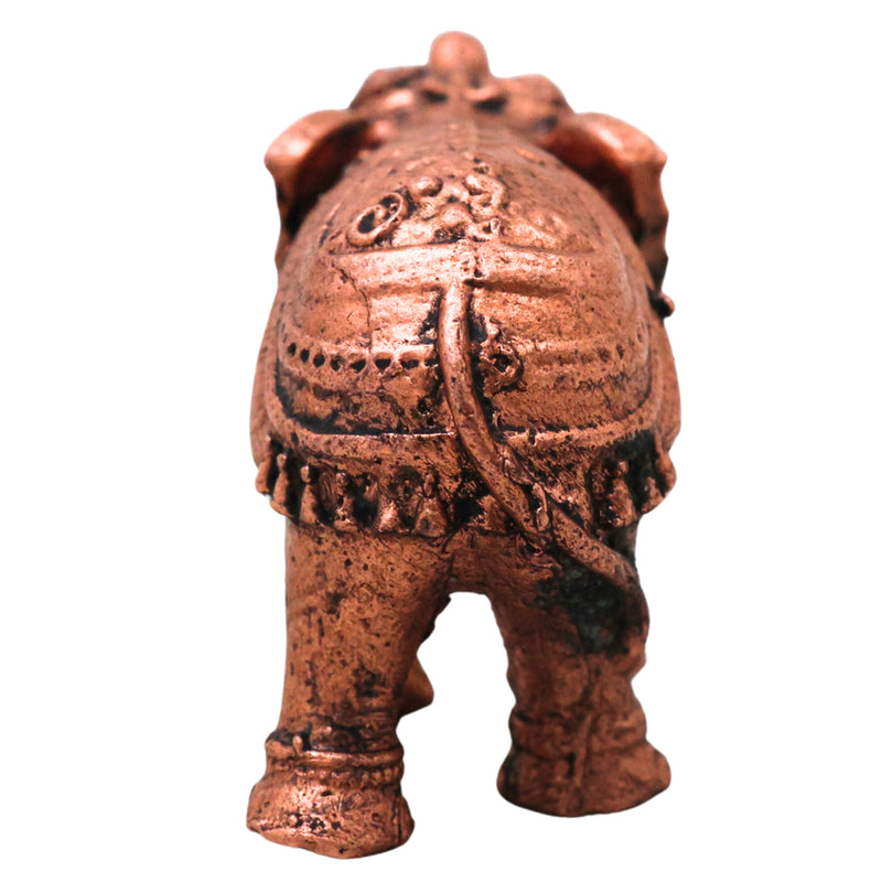 Copper Elephant Idol Gaj Gajraj Hastin Murti Tamra Pooja Decor Statue, Brown, 1 Inch, 1 Piece