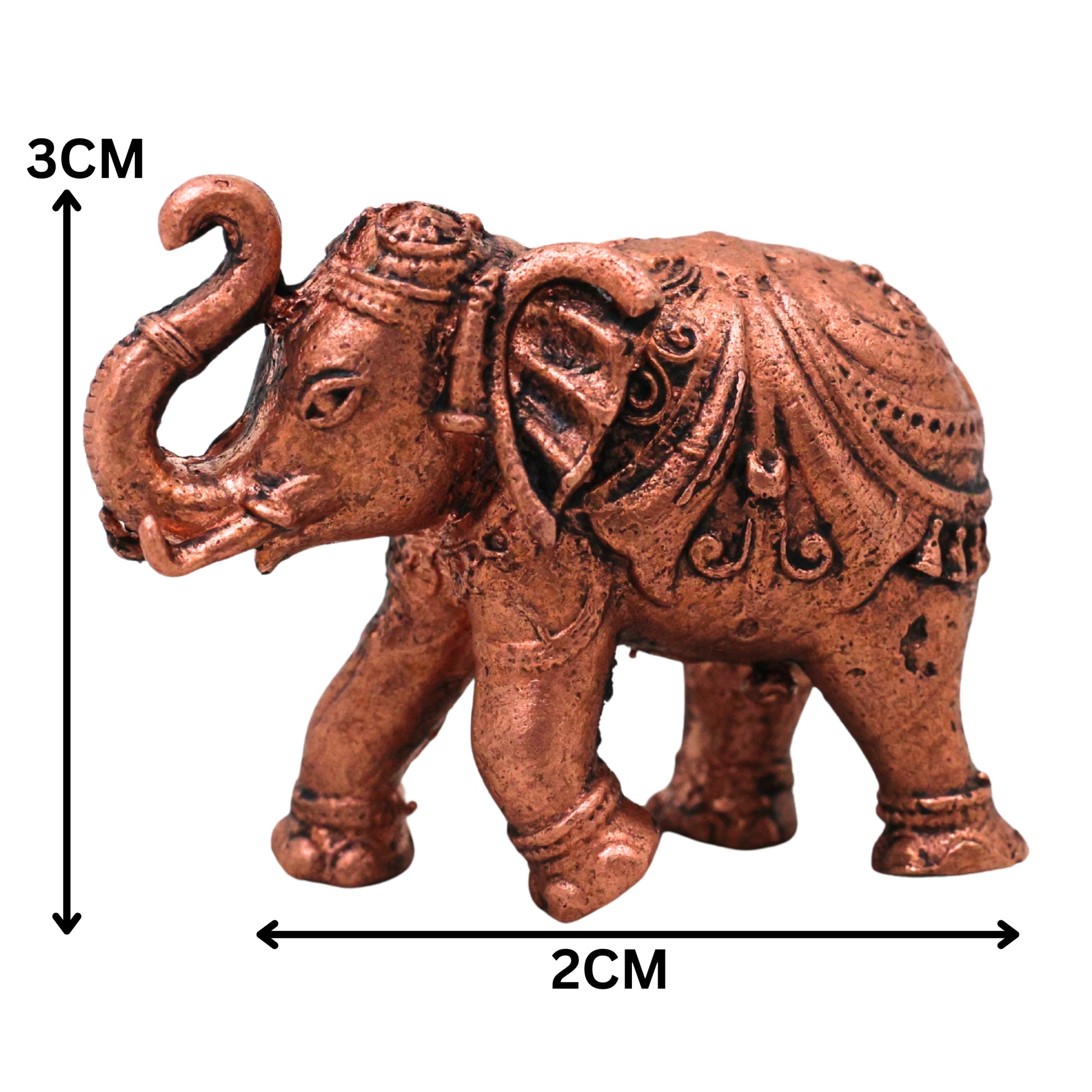 Copper Elephant Idol Gaj Gajraj Hastin Murti Tamra Pooja Decor Statue, Brown, 1 Inch, 1 Piece