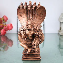 Copper Lakshmi Narasimha Swamy Copper Idol Ugra Narasimhar Perumal Murti Tamra Vigraha Puja Mandir Decor Statue, Brown, 6.5 Inch, 1 Piece
