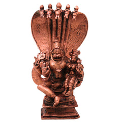 Copper Lakshmi Narasimha Swamy Copper Idol Ugra Narasimhar Perumal Murti Tamra Vigraha Puja Mandir Decor Statue, Brown, 6.5 Inch, 1 Piece