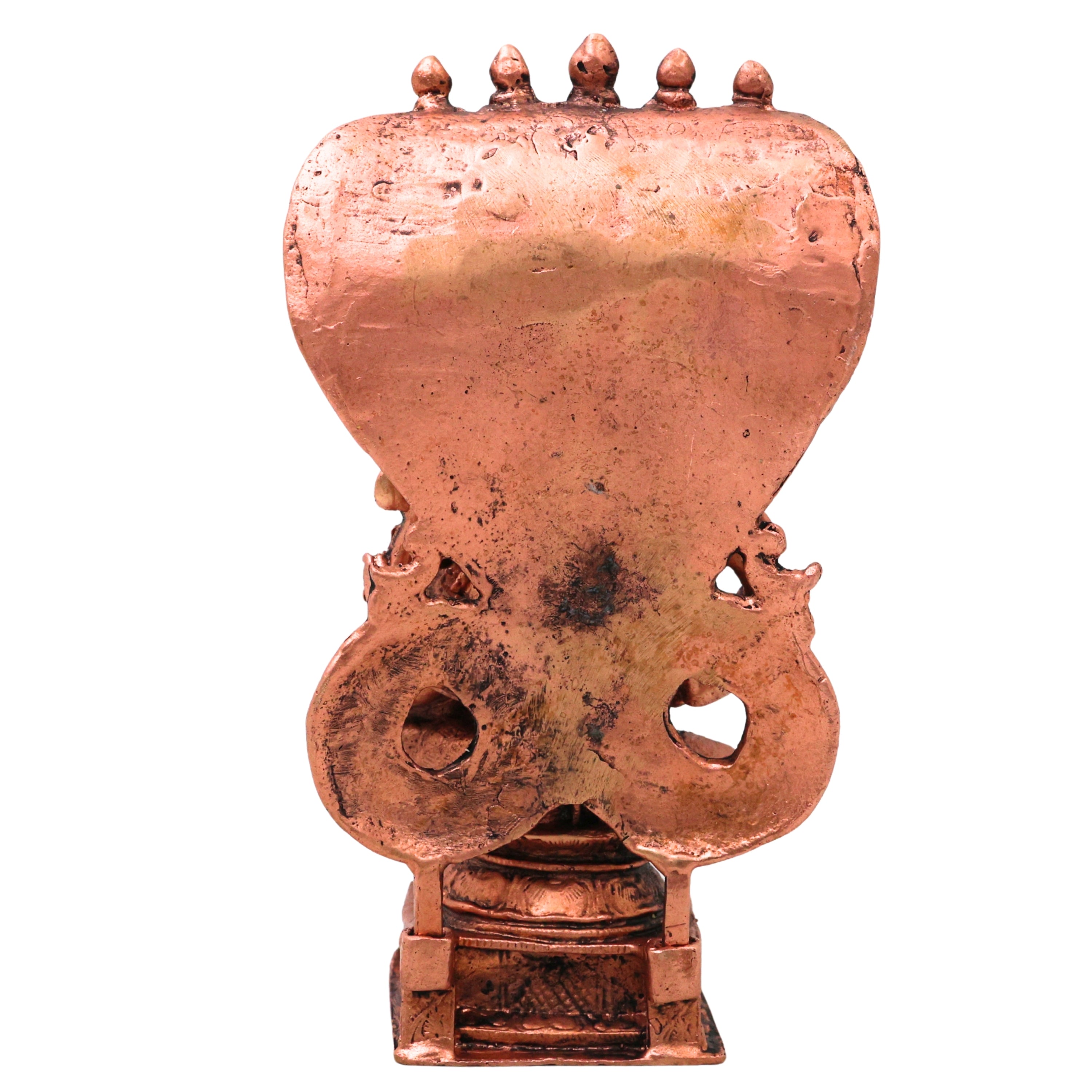 Copper Lakshmi Narasimha Swamy Copper Idol Ugra Narasimhar Perumal Murti Tamra Vigraha Puja Mandir Decor Statue, Brown, 6.5 Inch, 1 Piece