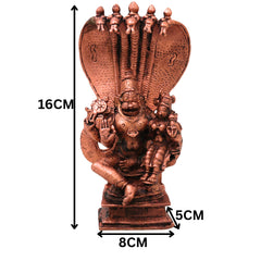 Copper Lakshmi Narasimha Swamy Copper Idol Ugra Narasimhar Perumal Murti Tamra Vigraha Puja Mandir Decor Statue, Brown, 6.5 Inch, 1 Piece