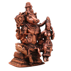 Copper Varaha Lakshmi Devi Ammavaru Talli Murti Idol Tamra Vigraham Puja Mandir Decor Statue , Brown, 2.5 Inch, 1 Piece