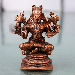 Copper Hayagriva Hayagreeva Lakshmi Hayagriva Murti Vidya Jnana Hayagriva Swamy Perumal Narayana Tamra Vigraha Idol Puja Mandir Decor Statue, Brown, 2 Inch, 1 Piece