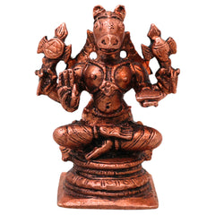 Copper Hayagriva Hayagreeva Lakshmi Hayagriva Murti Vidya Jnana Hayagriva Swamy Perumal Narayana Tamra Vigraha Idol Puja Mandir Decor Statue, Brown, 2 Inch, 1 Piece