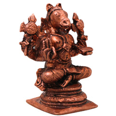 Copper Hayagriva Hayagreeva Lakshmi Hayagriva Murti Vidya Jnana Hayagriva Swamy Perumal Narayana Tamra Vigraha Idol Puja Mandir Decor Statue, Brown, 2 Inch, 1 Piece