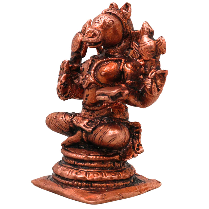 Copper Hayagriva Hayagreeva Lakshmi Hayagriva Murti Vidya Jnana Hayagriva Swamy Perumal Narayana Tamra Vigraha Idol Puja Mandir Decor Statue, Brown, 2 Inch, 1 Piece