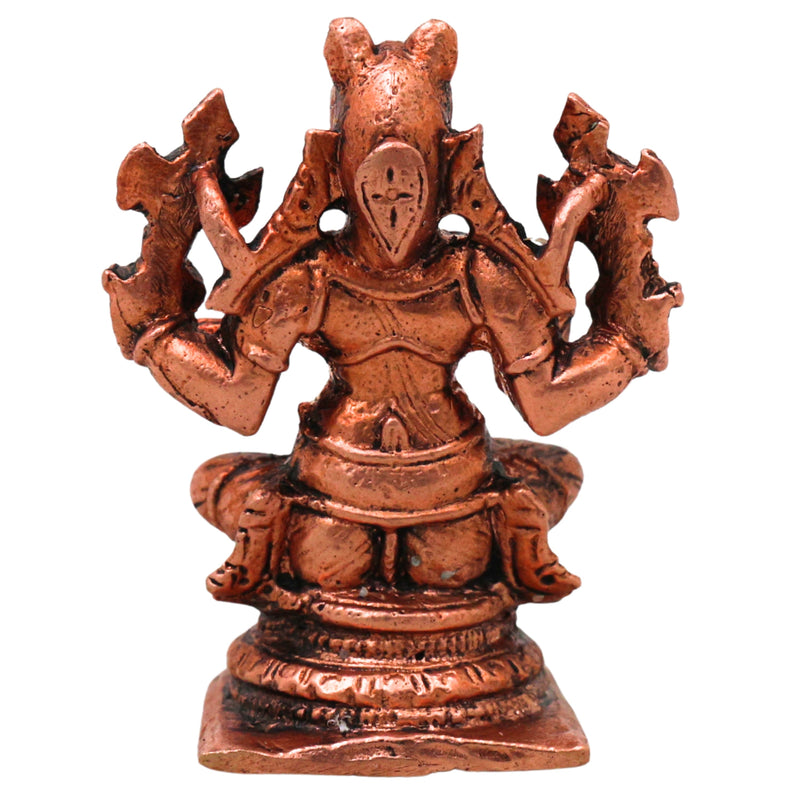 Copper Hayagriva Hayagreeva Lakshmi Hayagriva Murti Vidya Jnana Hayagriva Swamy Perumal Narayana Tamra Vigraha Idol Puja Mandir Decor Statue, Brown, 2 Inch, 1 Piece