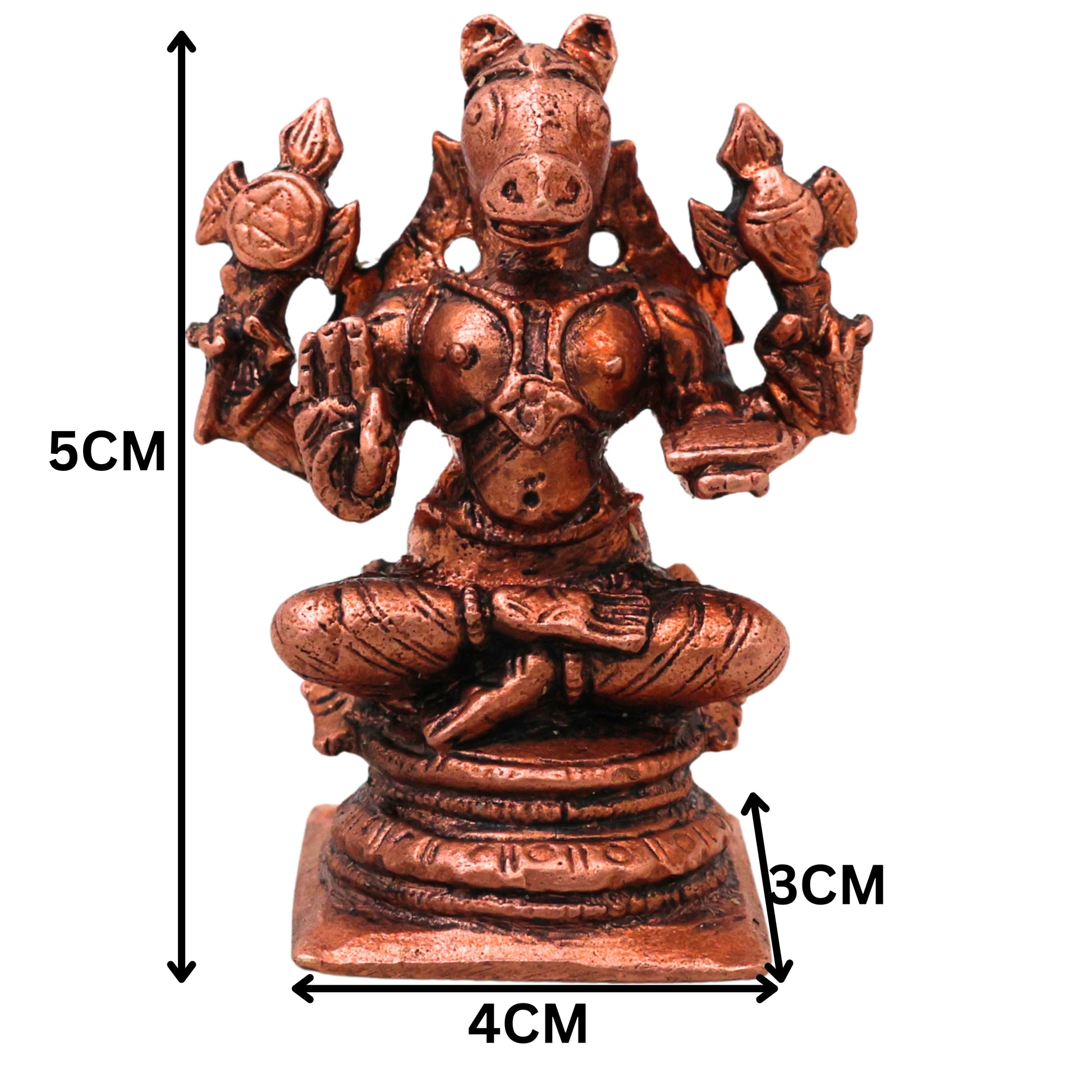 Copper Hayagriva Hayagreeva Lakshmi Hayagriva Murti Vidya Jnana Hayagriva Swamy Perumal Narayana Tamra Vigraha Idol Puja Mandir Decor Statue, Brown, 2 Inch, 1 Piece