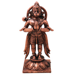 Copper Hanuman Idol Bajrangbali Anjaneya Maruti Sankat Mochan Murti Pooja Statue Home Decor, Brown, 3.5 Inch, 1 Piece