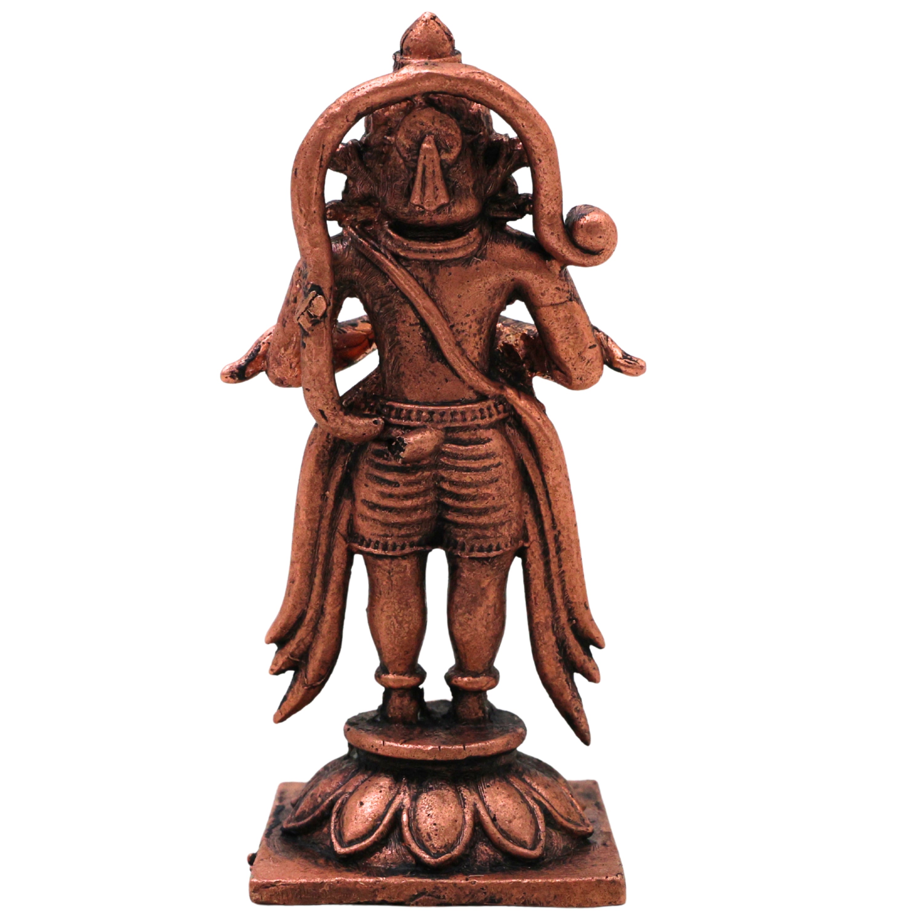 Copper Hanuman Idol Bajrangbali Anjaneya Maruti Sankat Mochan Murti Pooja Statue Home Decor, Brown, 3.5 Inch, 1 Piece
