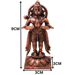 Copper Hanuman Idol Bajrangbali Anjaneya Maruti Sankat Mochan Murti Pooja Statue Home Decor, Brown, 3.5 Inch, 1 Piece