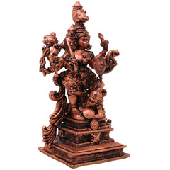 Copper Panchmukhi Veera Hanuman Idol Panchamukha Anjaneya Swamy Murti Tamra Bajrangbali Maruti Statue Pooja Decor, Brown, 3.5 Inch, 1 Piece