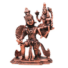 Copper Vishnu Lakshmi Garuda Murti Tamra Garudavahana Narayana Perumal Idol Pooja Vigraha Statue, Brown, 3 Inch, 1 Piece