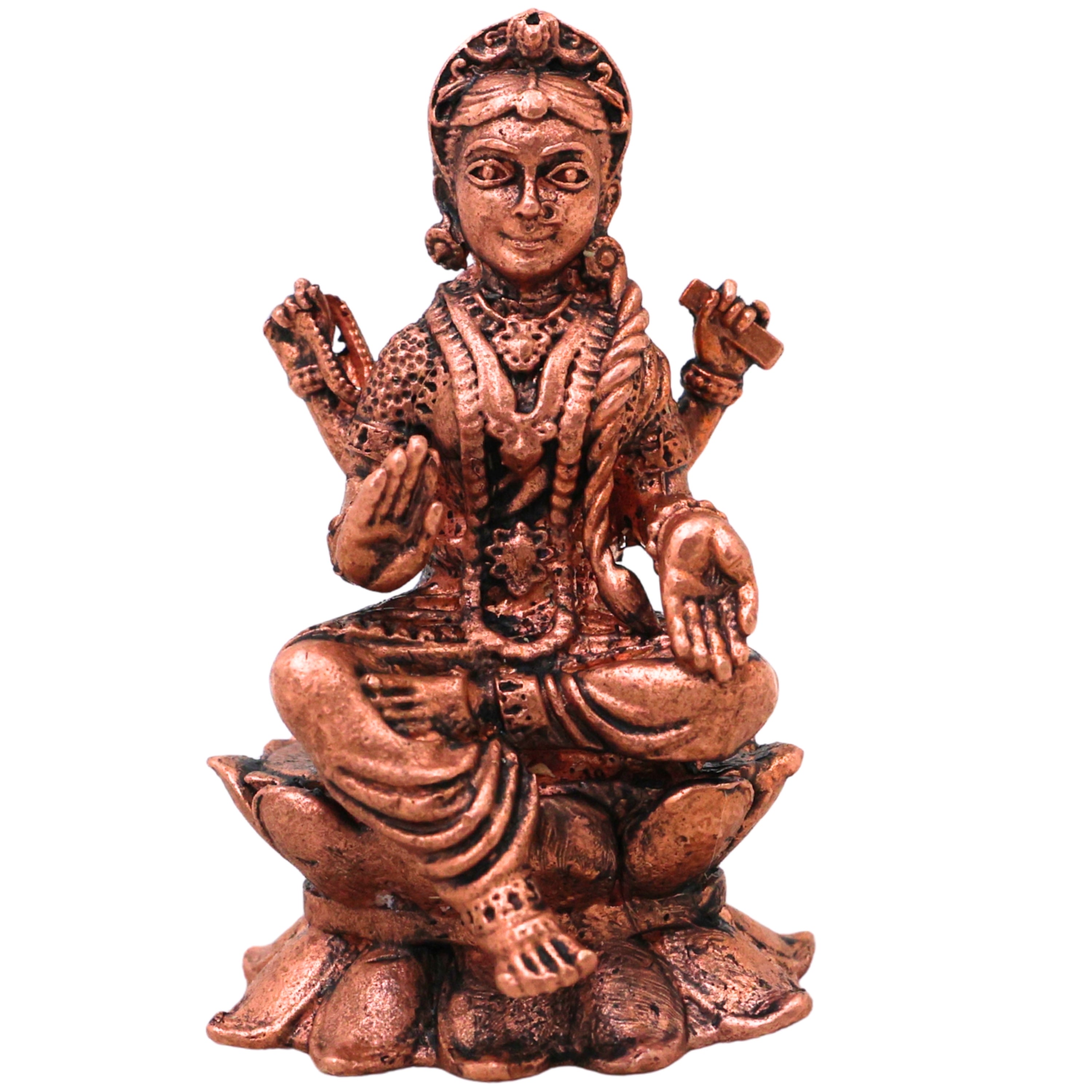 Copper Bala Tripurasundari Balambika Idol Bala Ambika Murti Bala Devi Parameshwari Lalita Rajarajeshwari Moorti for Pooja Home Decor Gift Sculpture, Brown, 2.5 Inch, 1 Piece