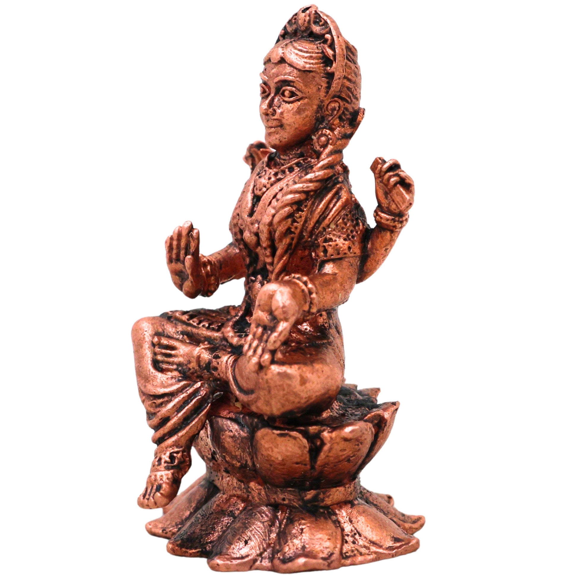 Copper Bala Tripurasundari Balambika Idol Bala Ambika Murti Bala Devi Parameshwari Lalita Rajarajeshwari Moorti for Pooja Home Decor Gift Sculpture, Brown, 2.5 Inch, 1 Piece