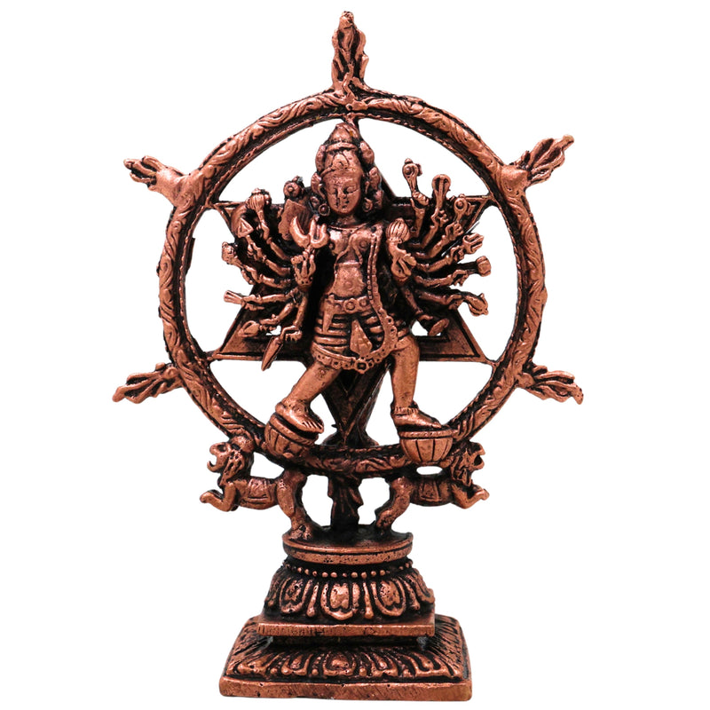 Copper Chakrathalwar Silai, Sudarshana Chakra Idol Vishnu Chakrayudha Sudarshan Chakram Murti for Pooja Decor Statue, Brown, 3.5 Inch, 1 Piece