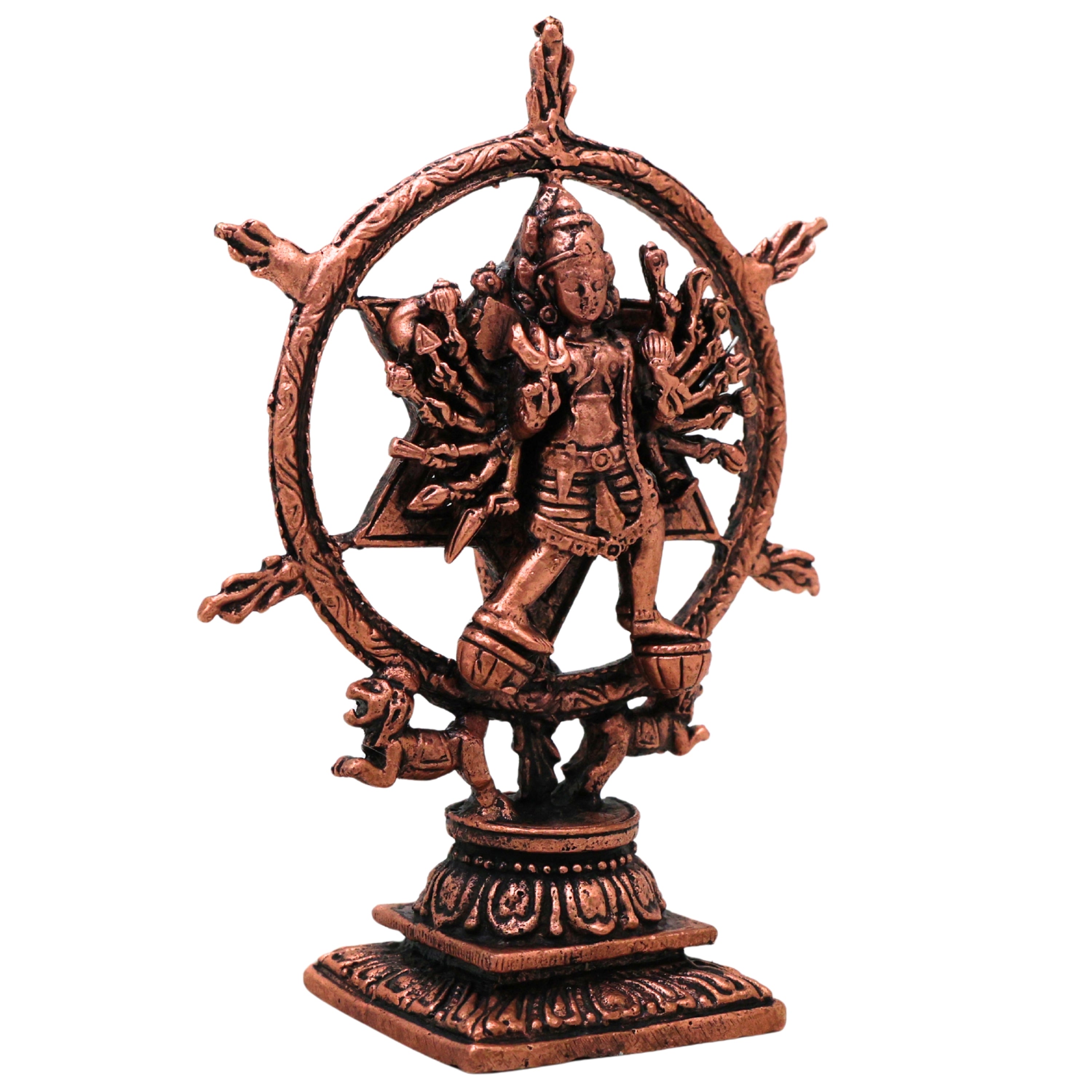 Copper Chakrathalwar Silai, Sudarshana Chakra Idol Vishnu Chakrayudha Sudarshan Chakram Murti for Pooja Decor Statue, Brown, 3.5 Inch, 1 Piece