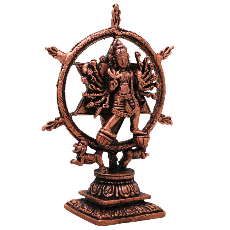 Copper Chakrathalwar Silai, Sudarshana Chakra Idol Vishnu Chakrayudha Sudarshan Chakram Murti for Pooja Decor Statue, Brown, 3.5 Inch, 1 Piece