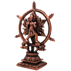 Copper Chakrathalwar Silai, Sudarshana Chakra Idol Vishnu Chakrayudha Sudarshan Chakram Murti for Pooja Decor Statue, Brown, 3.5 Inch, 1 Piece