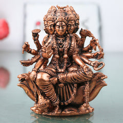 Copper Gayatri Devi Mata Vedmata Savitri Adi Shakti Murti Idol for Puja Mandir Decor Gift Tamra Vigraha, Brown, 3 Inch, 1 Piece