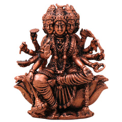 Copper Gayatri Devi Mata Vedmata Savitri Adi Shakti Murti Idol for Puja Mandir Decor Gift Tamra Vigraha, Brown, 3 Inch, 1 Piece