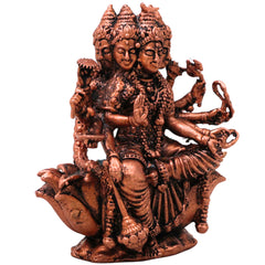 Copper Gayatri Devi Mata Vedmata Savitri Adi Shakti Murti Idol for Puja Mandir Decor Gift Tamra Vigraha, Brown, 3 Inch, 1 Piece