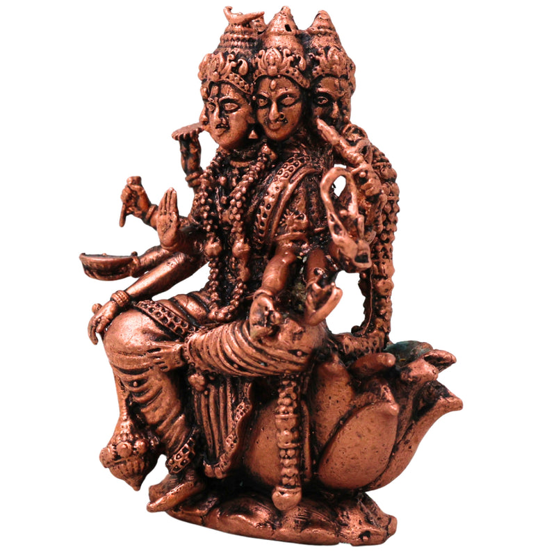 Copper Gayatri Devi Mata Vedmata Savitri Adi Shakti Murti Idol for Puja Mandir Decor Gift Tamra Vigraha, Brown, 3 Inch, 1 Piece