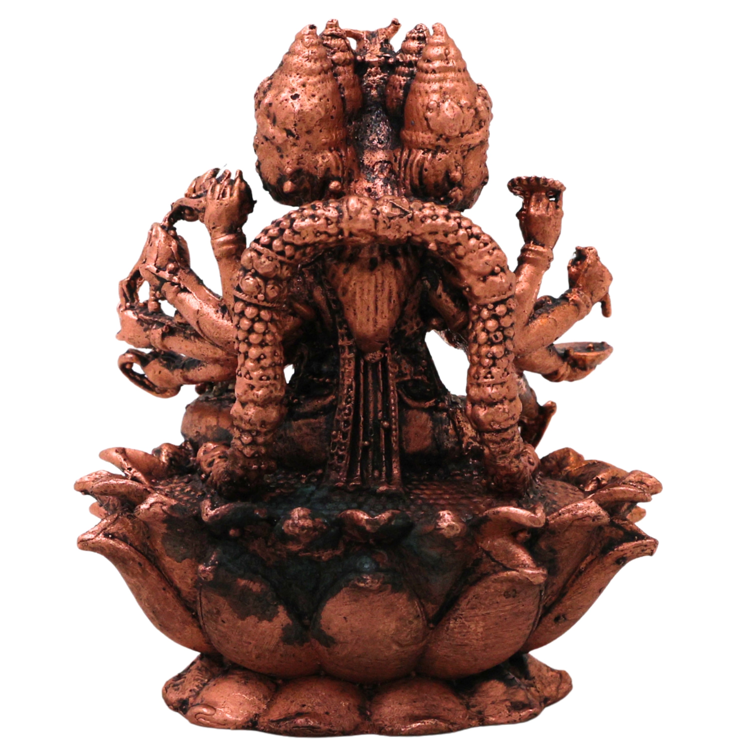 Copper Gayatri Devi Mata Vedmata Savitri Adi Shakti Murti Idol for Puja Mandir Decor Gift Tamra Vigraha, Brown, 3 Inch, 1 Piece