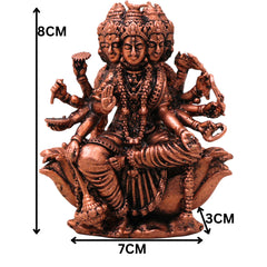 Copper Gayatri Devi Mata Vedmata Savitri Adi Shakti Murti Idol for Puja Mandir Decor Gift Tamra Vigraha, Brown, 3 Inch, 1 Piece