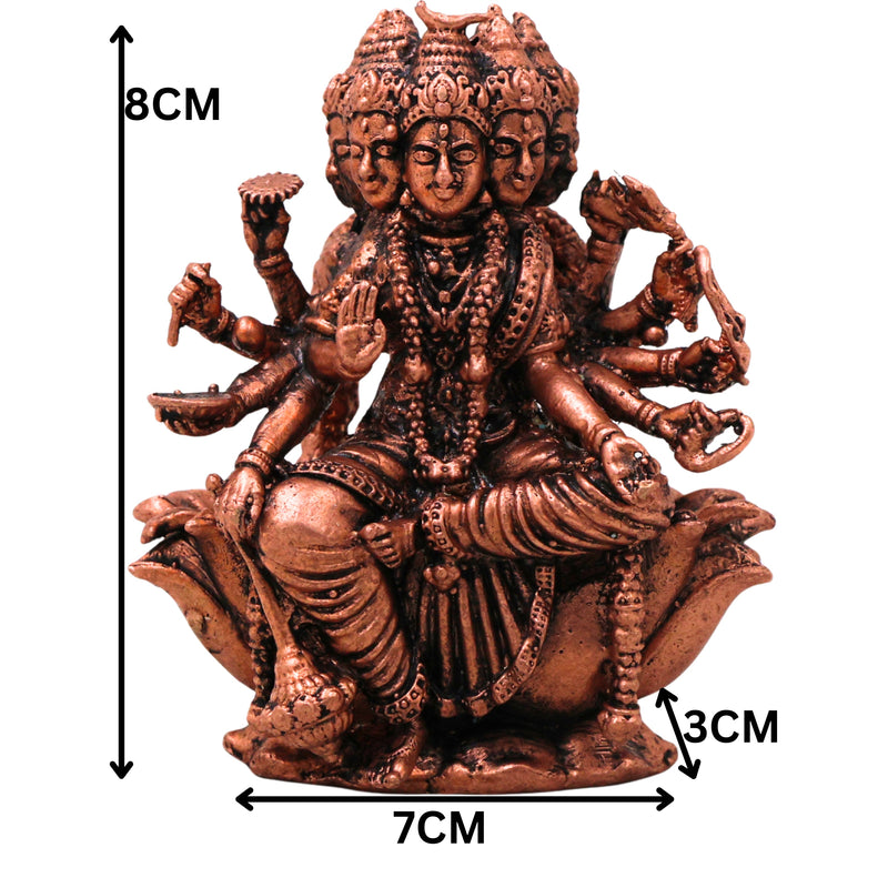 Copper Gayatri Devi Mata Vedmata Savitri Adi Shakti Murti Idol for Puja Mandir Decor Gift Tamra Vigraha, Brown, 3 Inch, 1 Piece
