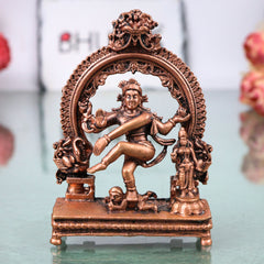 Copper Nataraja Idol Shiva Ananda Tandava Murti Tamra Nataraj Vigraha Statue, Brown, 3.5 Inch, 1 Piece