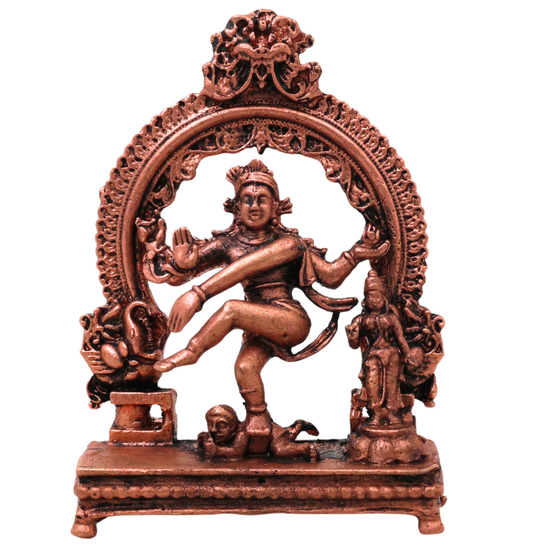 Copper Nataraja Idol Shiva Ananda Tandava Murti Tamra Nataraj Vigraha Statue, Brown, 3.5 Inch, 1 Piece