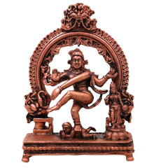 Copper Nataraja Idol Shiva Ananda Tandava Murti Tamra Nataraj Vigraha Statue, Brown, 3.5 Inch, 1 Piece