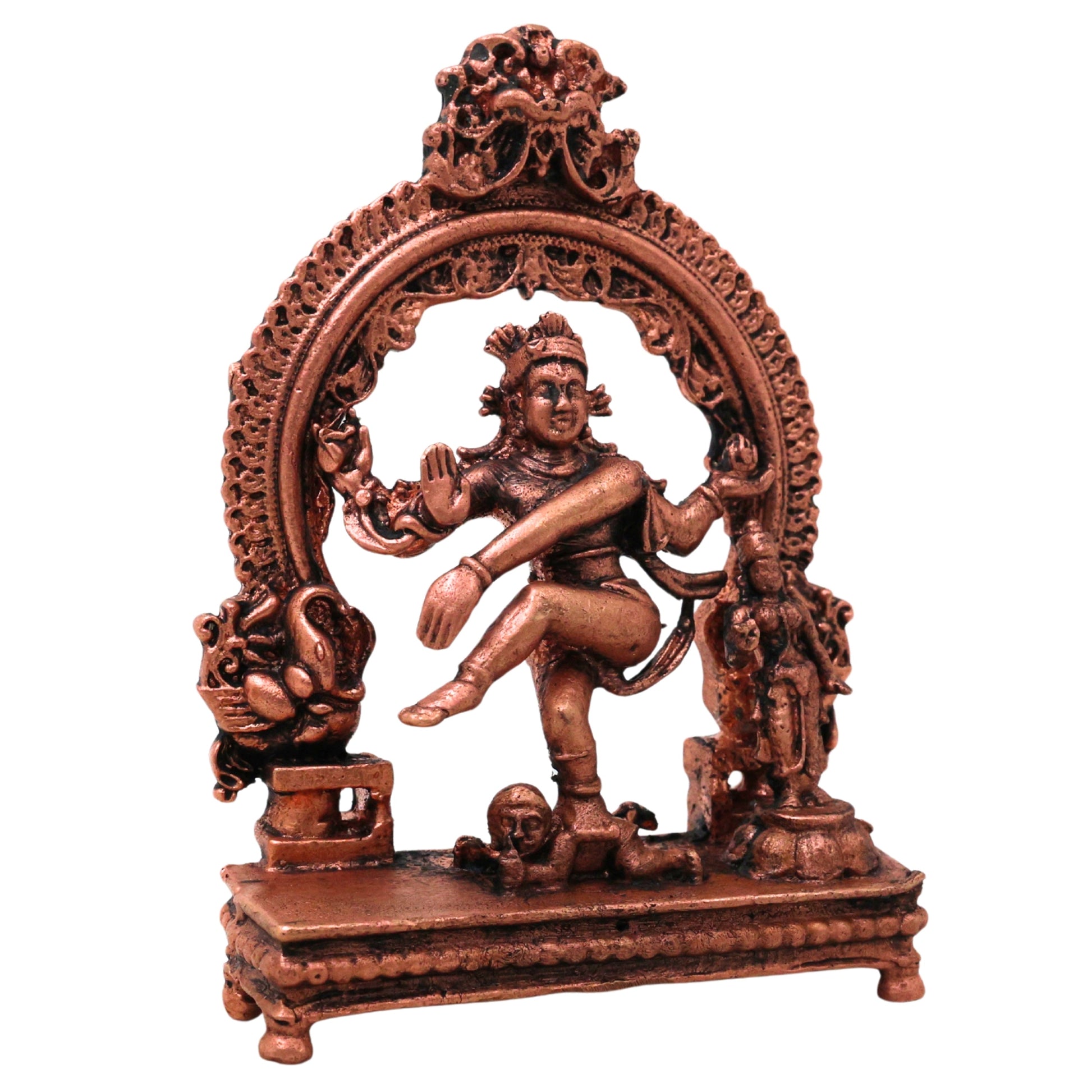 Copper Nataraja Idol Shiva Ananda Tandava Murti Tamra Nataraj Vigraha Statue, Brown, 3.5 Inch, 1 Piece