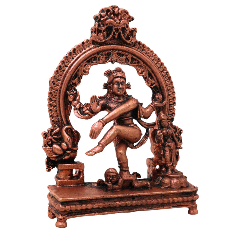 Copper Nataraja Idol Shiva Ananda Tandava Murti Tamra Nataraj Vigraha Statue, Brown, 3.5 Inch, 1 Piece