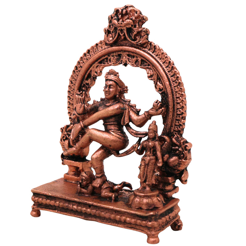 Copper Nataraja Idol Shiva Ananda Tandava Murti Tamra Nataraj Vigraha Statue, Brown, 3.5 Inch, 1 Piece