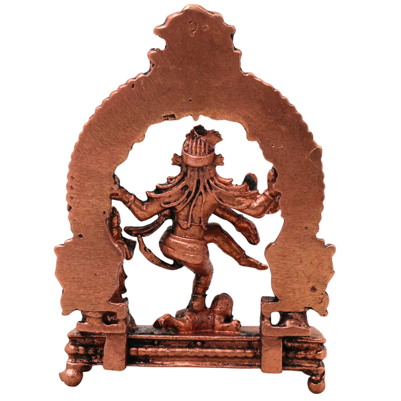 Copper Nataraja Idol Shiva Ananda Tandava Murti Tamra Nataraj Vigraha Statue, Brown, 3.5 Inch, 1 Piece