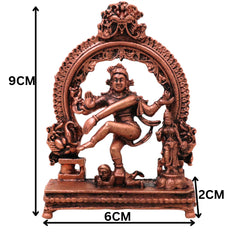 Copper Nataraja Idol Shiva Ananda Tandava Murti Tamra Nataraj Vigraha Statue, Brown, 3.5 Inch, 1 Piece