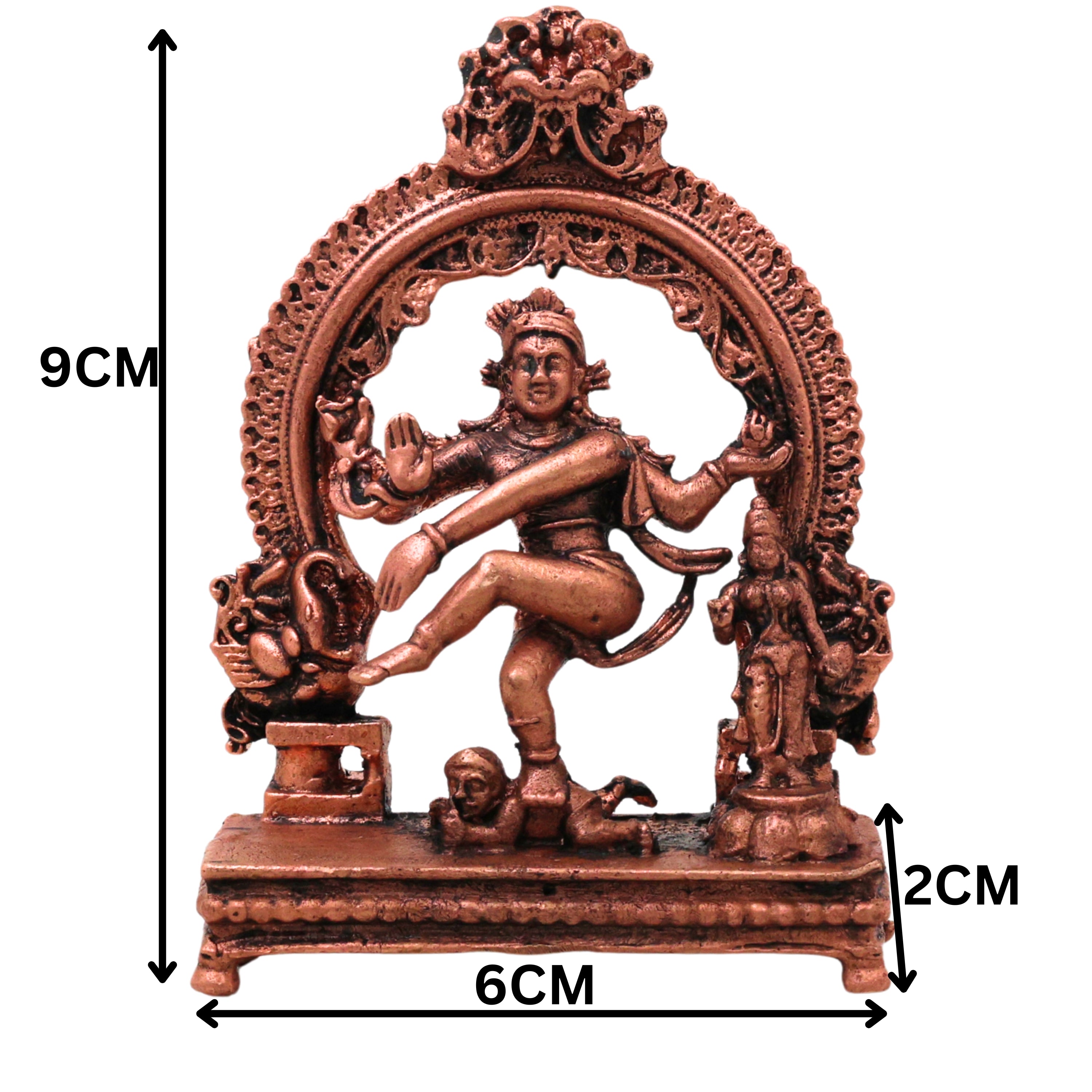 Copper Nataraja Idol Shiva Ananda Tandava Murti Tamra Nataraj Vigraha Statue, Brown, 3.5 Inch, 1 Piece