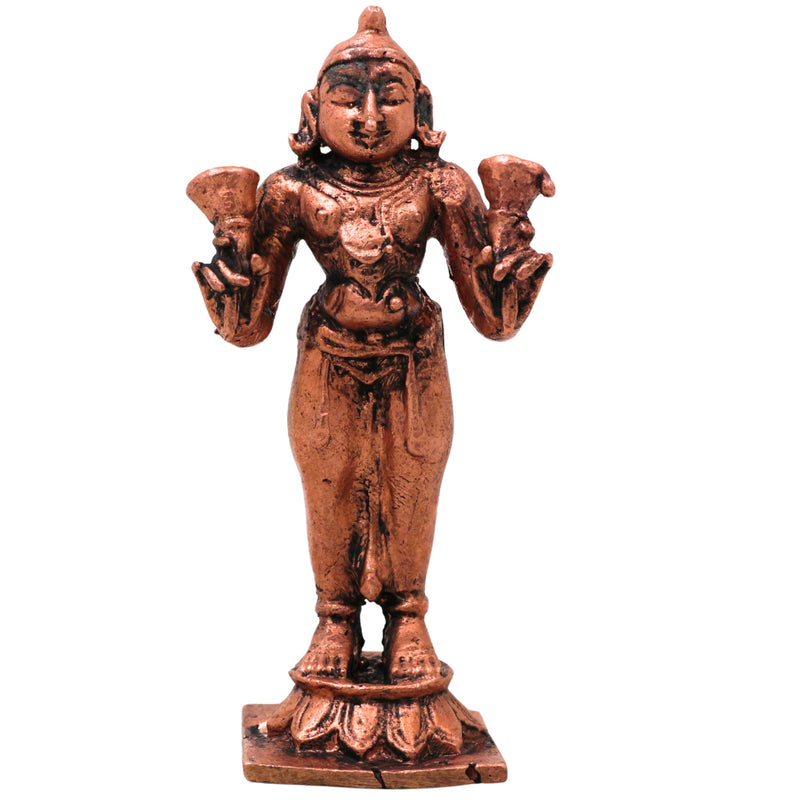 Copper Sundarar Nayanar Idol Sundaramurthy Nambi Arurar Aroorar Saivite Saint Murti Pooja Home Decor Statue 8cm, Brown, 3 Inch, 1 Piece