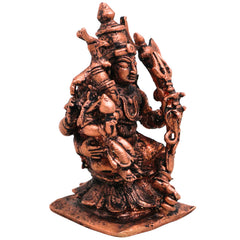 Copper Shiva Parvati Uma Maheshwara Gauri Shankar Shiv Shakti Murti Idol for Pooja Home Decor, Brown, 3 Inch, 1 Piece